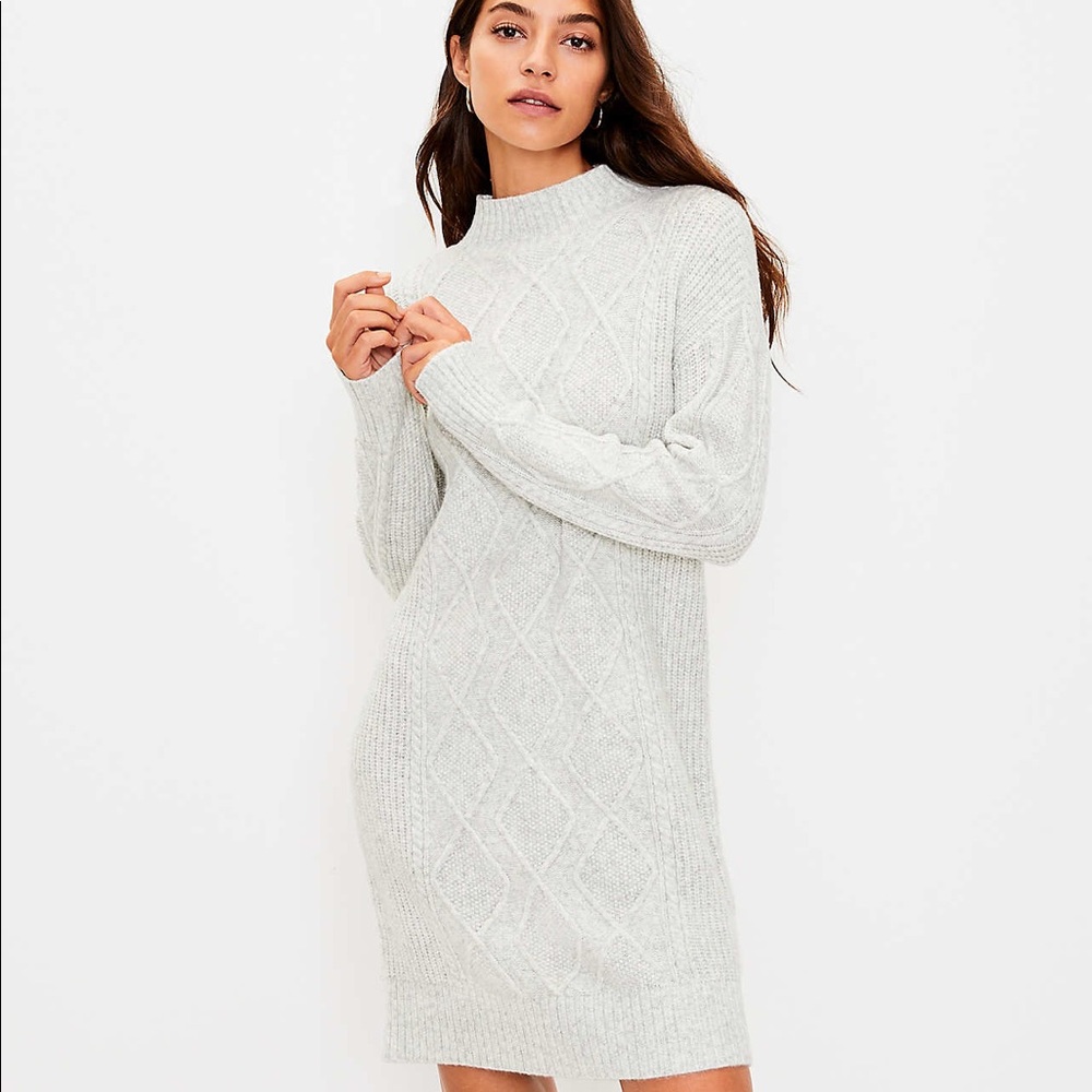 LOFT Ann Taylor knitted dress in white